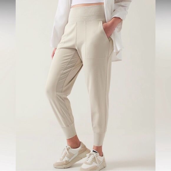 Athleta Pants - Athleta Venice Jogger Pants Women XL Beige MidRise Lightweight Travel Athleisure